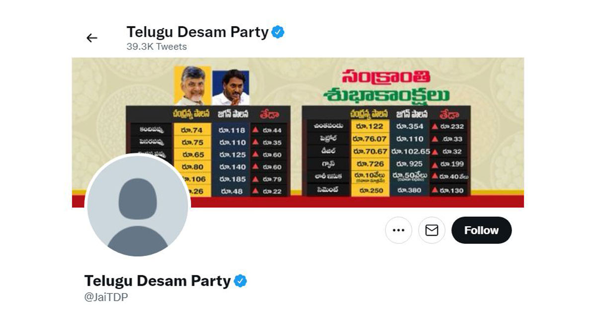 Telugu Desam Party’s Twitter account hacked