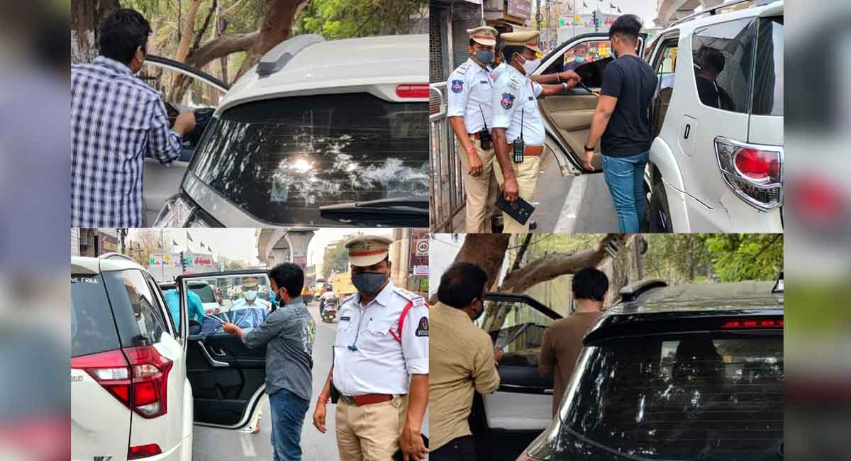 Hyderabad Traffic Police cracks down on tinted film on car windows