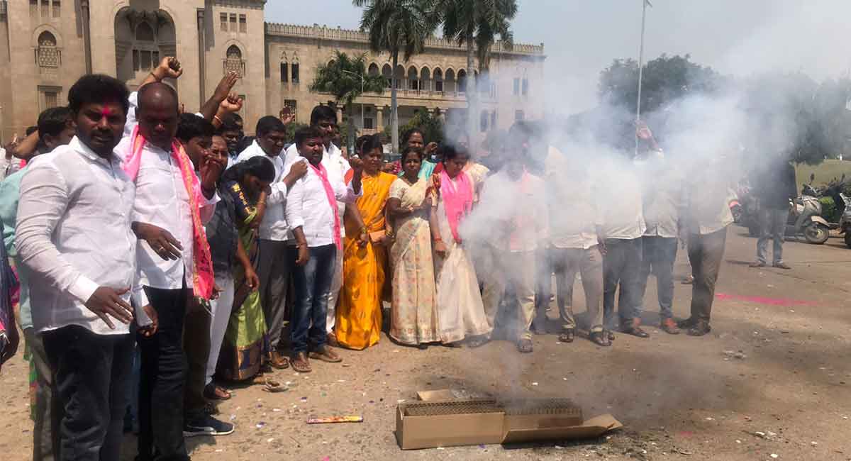 Celebrations break out following KCR’s announcement on govt recruitment drive