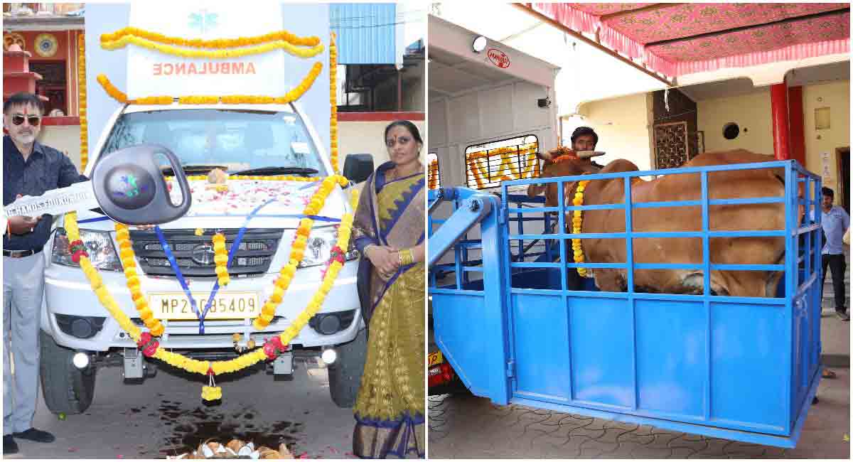 Hyderabad: NGO donates Hydraulic cattle rescue ambulance