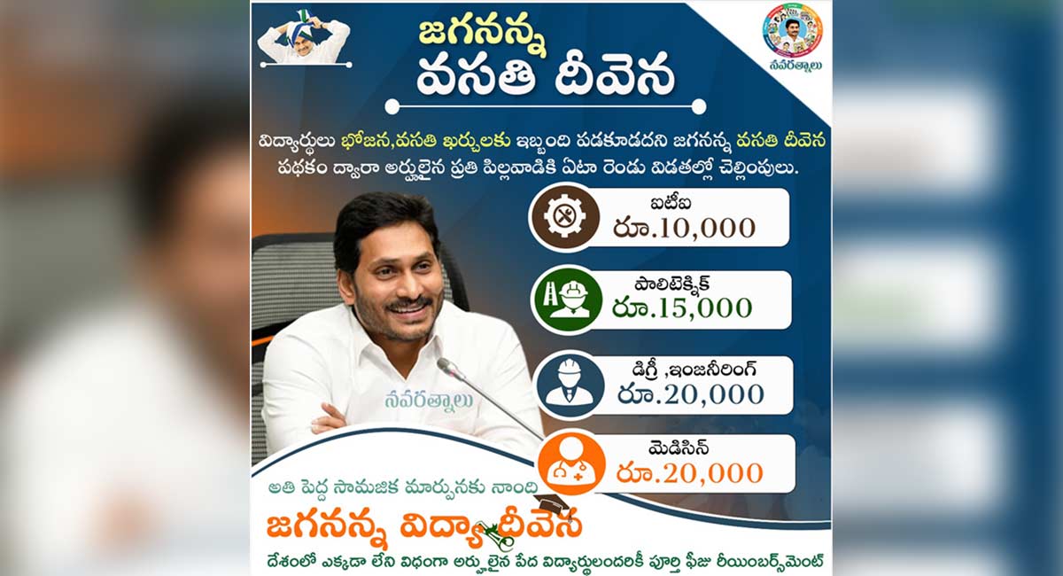 Andhra govt disburses Rs 1,024 cr under Jagananna Vasathi Deevena