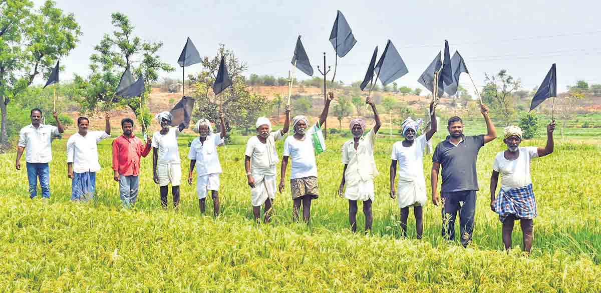 Telangana black flags Centre