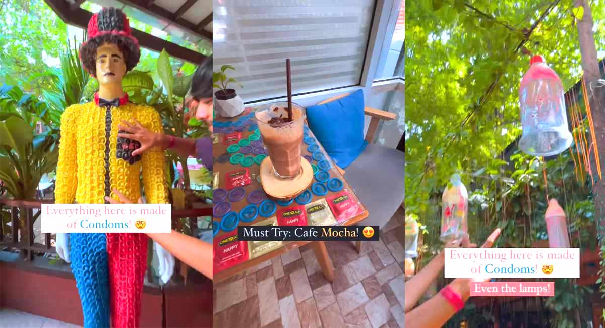 Watch: Everything in this cafe is made out of condoms