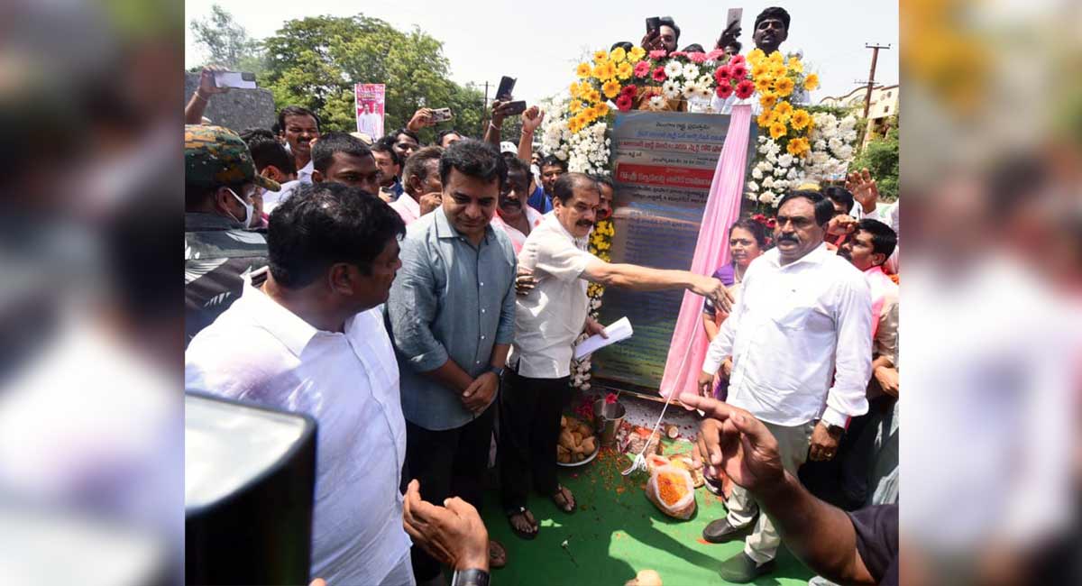 KTR lays foundations for several development projects in Warangal