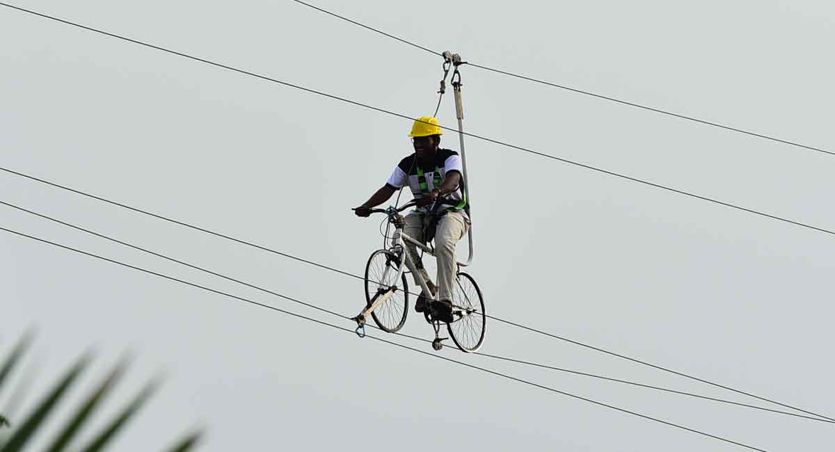 Hyderabad’s first-ever sky cycling on Necklace Road