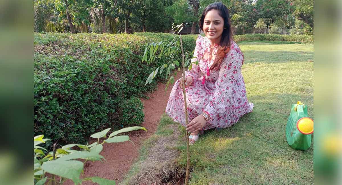 Tollywood actor Nandita Swetha participates in Green India Challenge