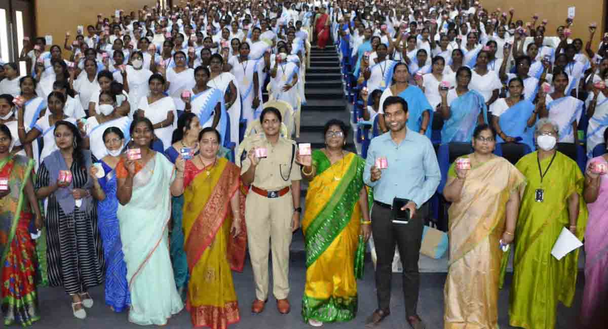 Siddipet municipality distributes menstrual cups to women employees