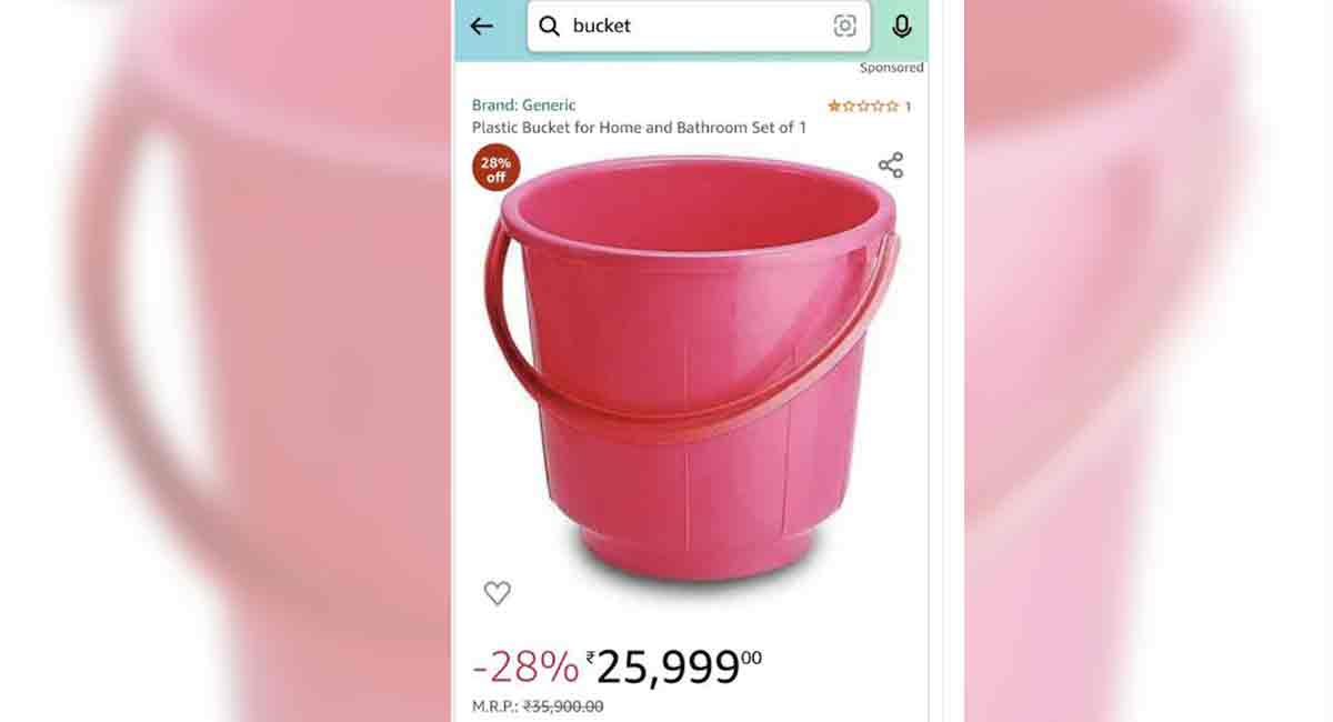 Amazon sells a pink plastic bucket for Rs 25,999