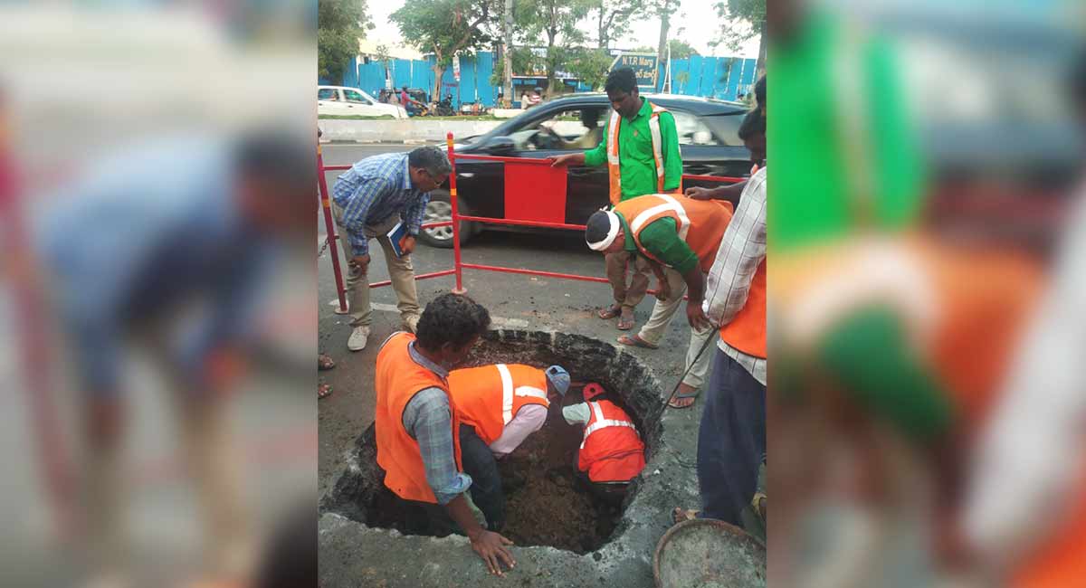 Hyderabad Rains: Portion of Shankar Mutt-VST road caves in