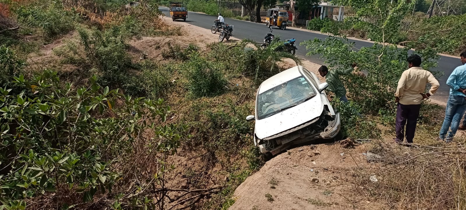Miraculous escape for family as car stalls on edge of well in Karimnagar
