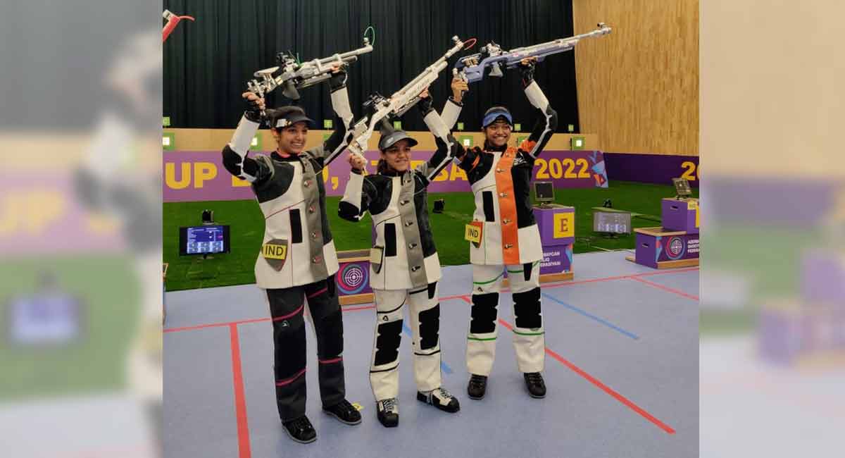 India open account at shooting World Cup in Baku with team gold in women’s 10m air rifle