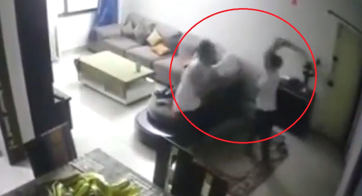 Watch: Wife beats husband, man moves court with CCTV recording in Alwar