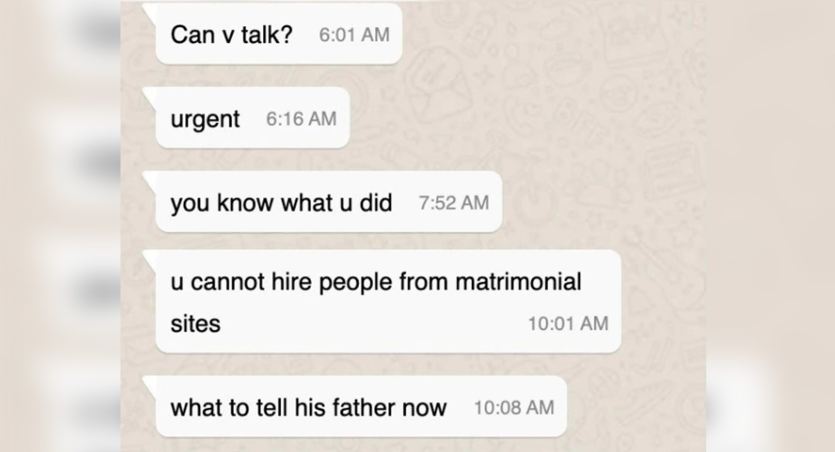 Woman offers job to matrimonial match, chat with father goes viral