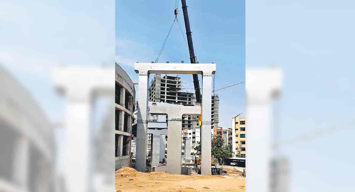 Hyderabad: GHMC installs steel portal frame for Shilpa Layout flyover