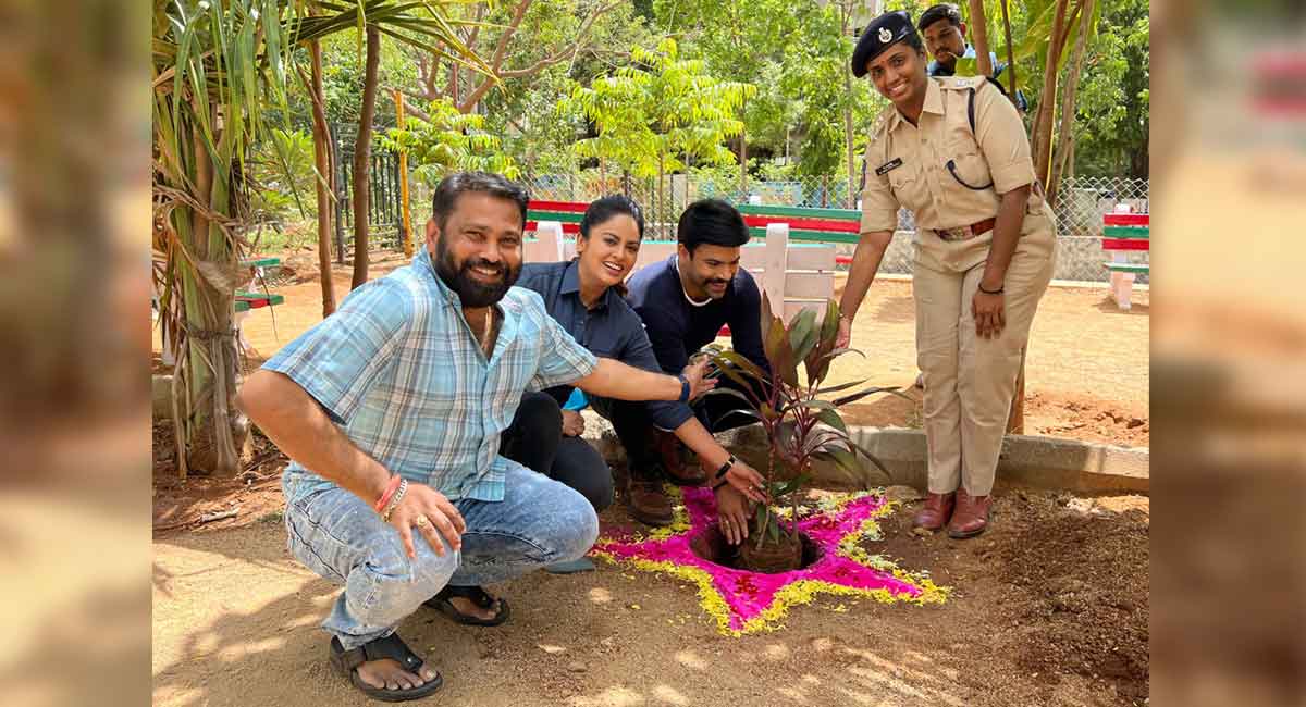 Green India Challenge: Actors Ashwin, Nandita plant saplings at Madhapur