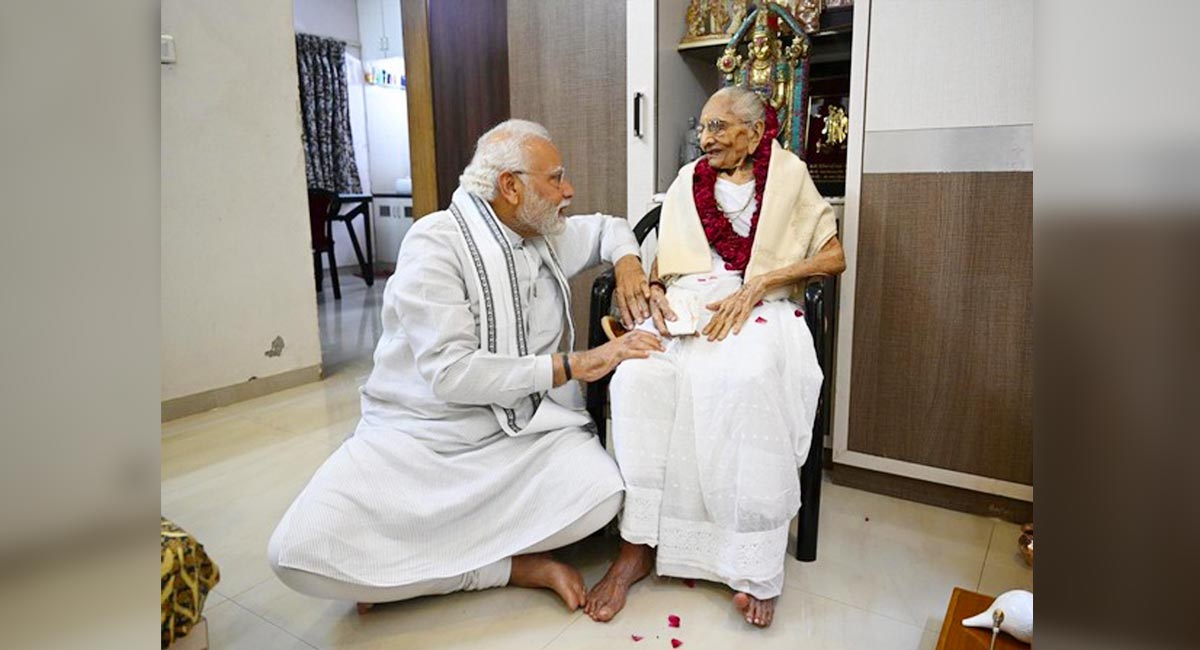 Gujarat: PM Modi meets mother Heeraben Modi on her 100th birthday