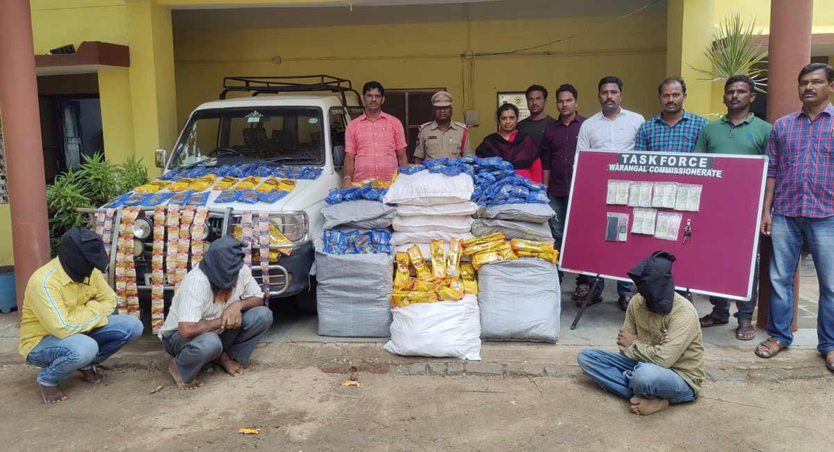 Warangal: Task Force seize Rs 8.20 lakh worth Gutka, three arrested