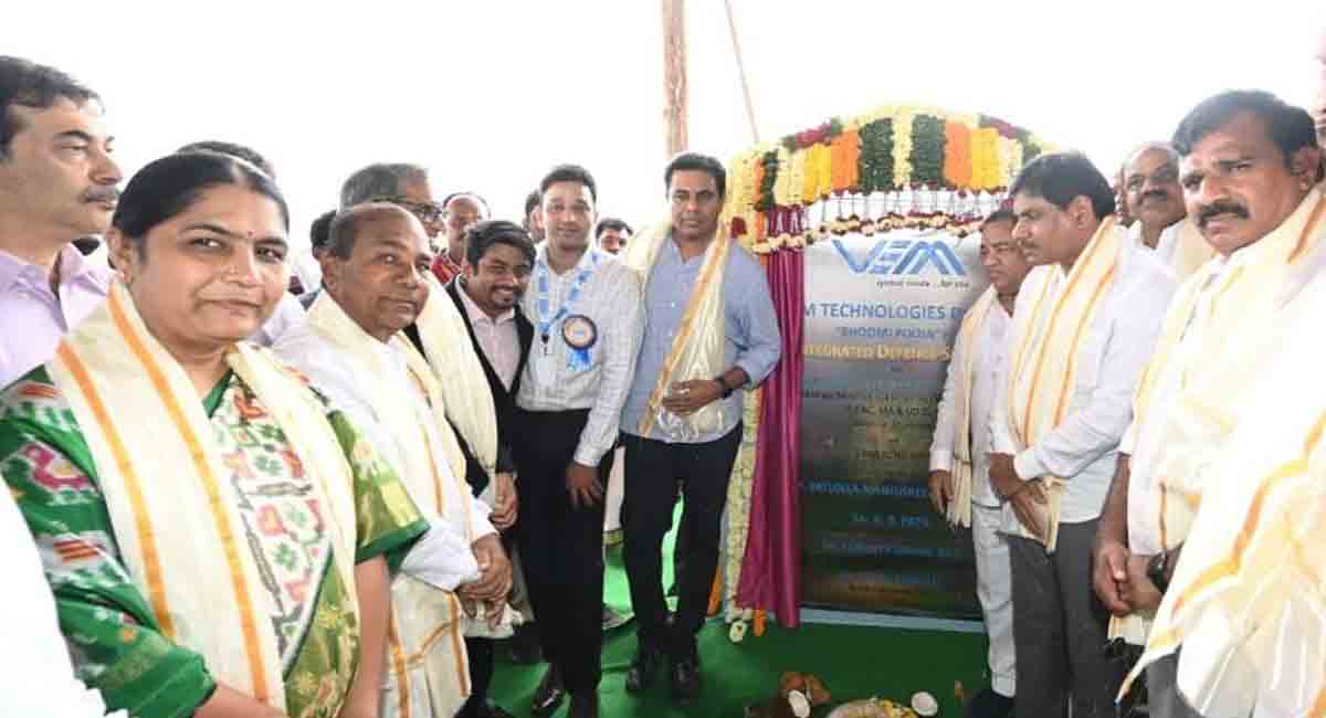 KTR lays foundation for VEM Technologies’ facility at Zaheerabad