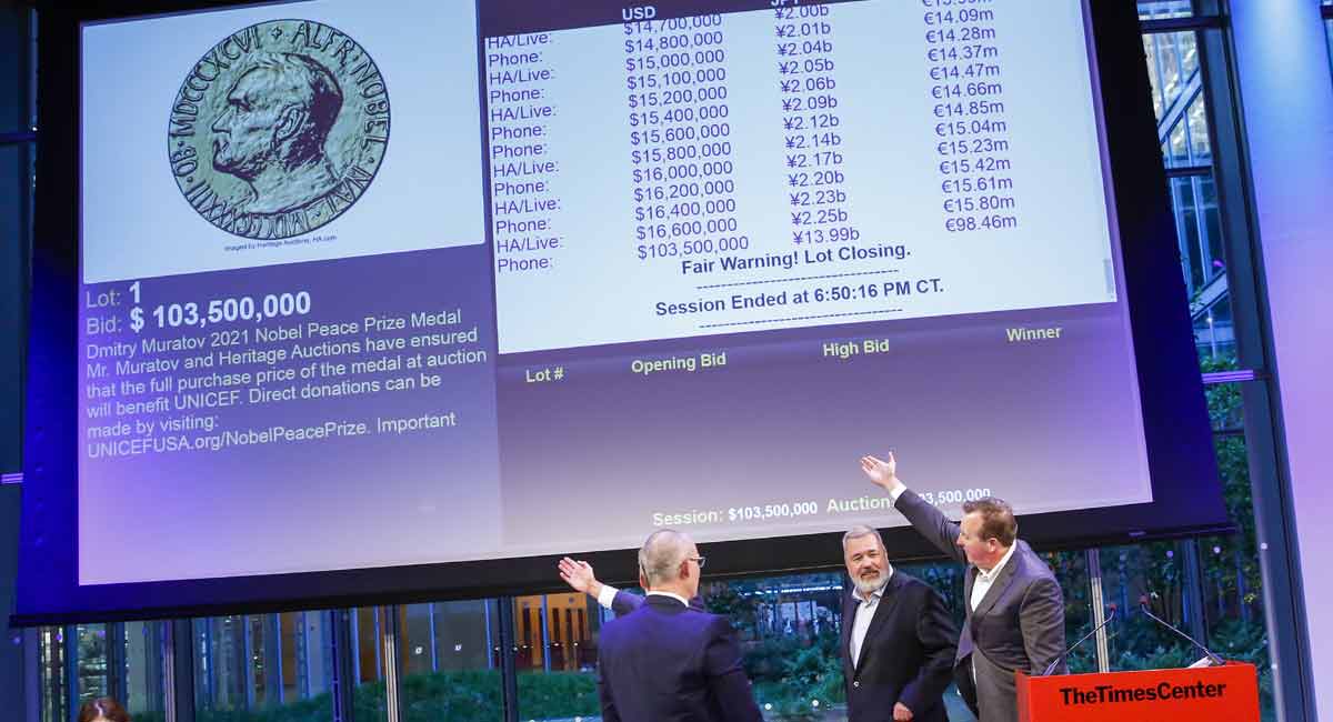 Nobel sold for Ukrainian kids shatters record at $103.5 million