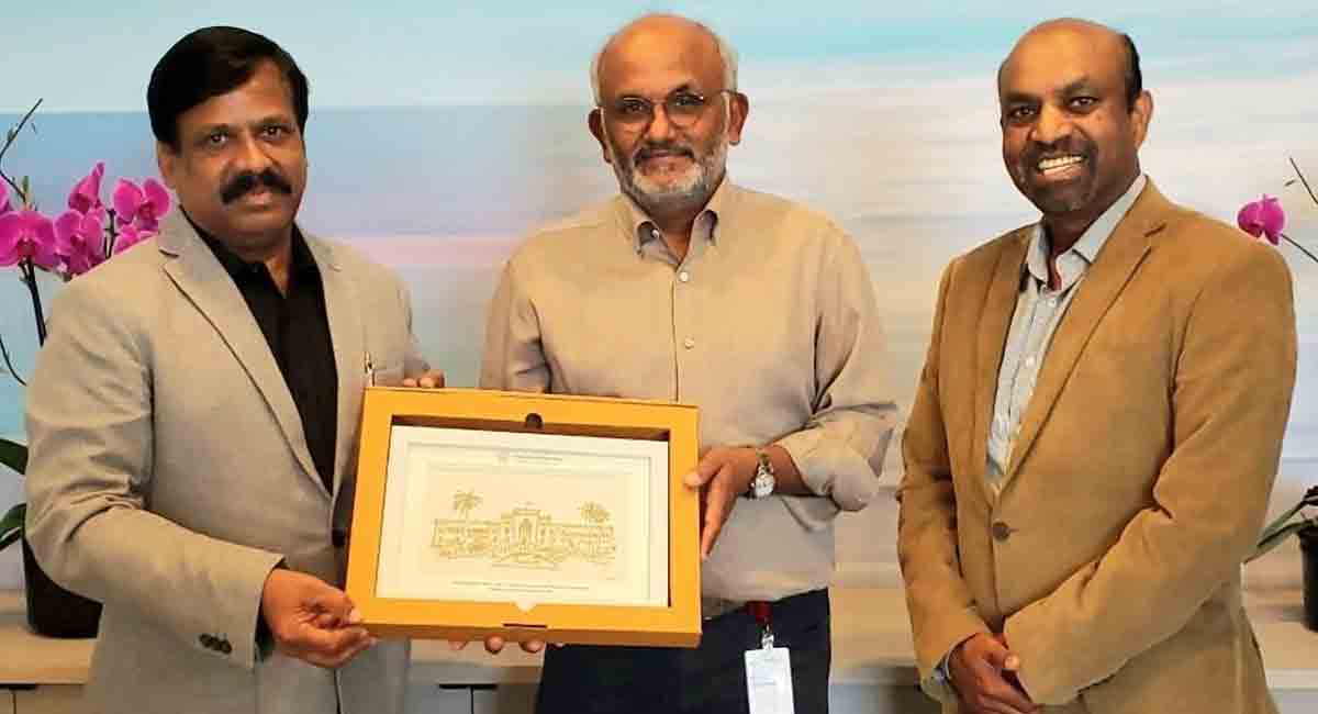 Osmania University VC meets Adobe CEO Shantanu Narain