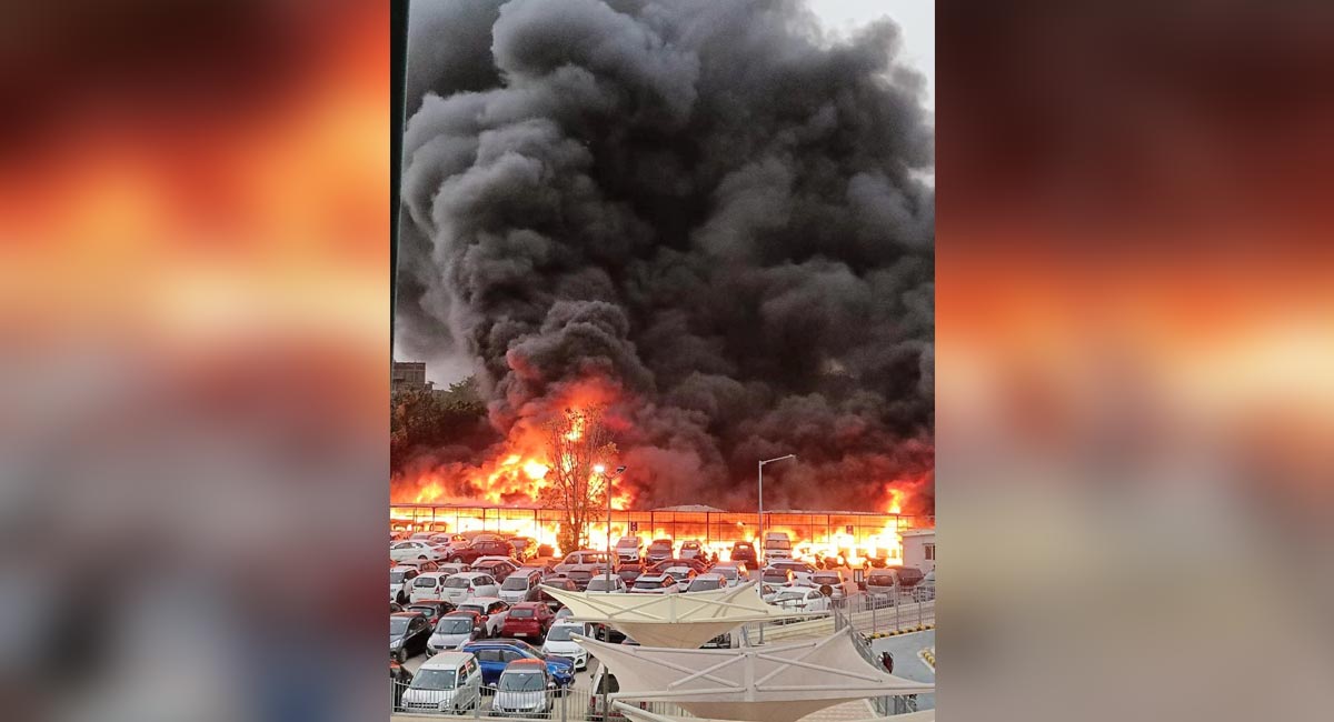 Watch: Over 90 vehicles gutted in Delhi parking fire