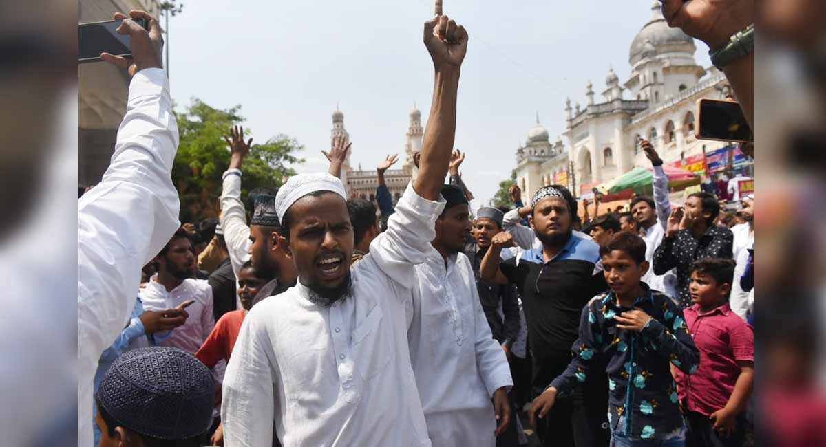 Protests demanding arrest of Nupur Sharma, Naveen Jindal held in Hyderabad