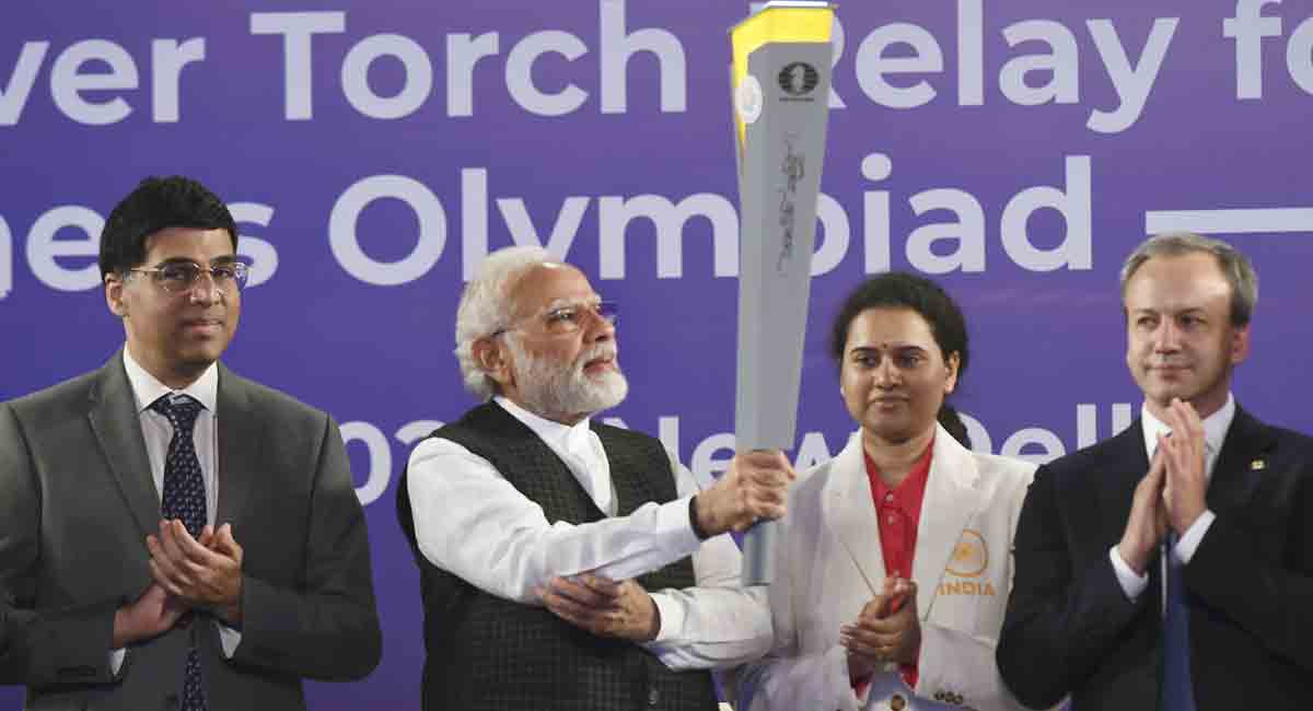 PM Modi flags off first-ever torch relay for Chess Olympiad