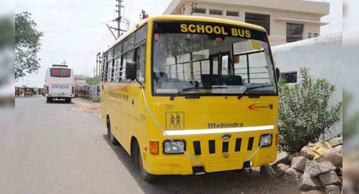 Majority of school buses lack fitness in Karimnagar