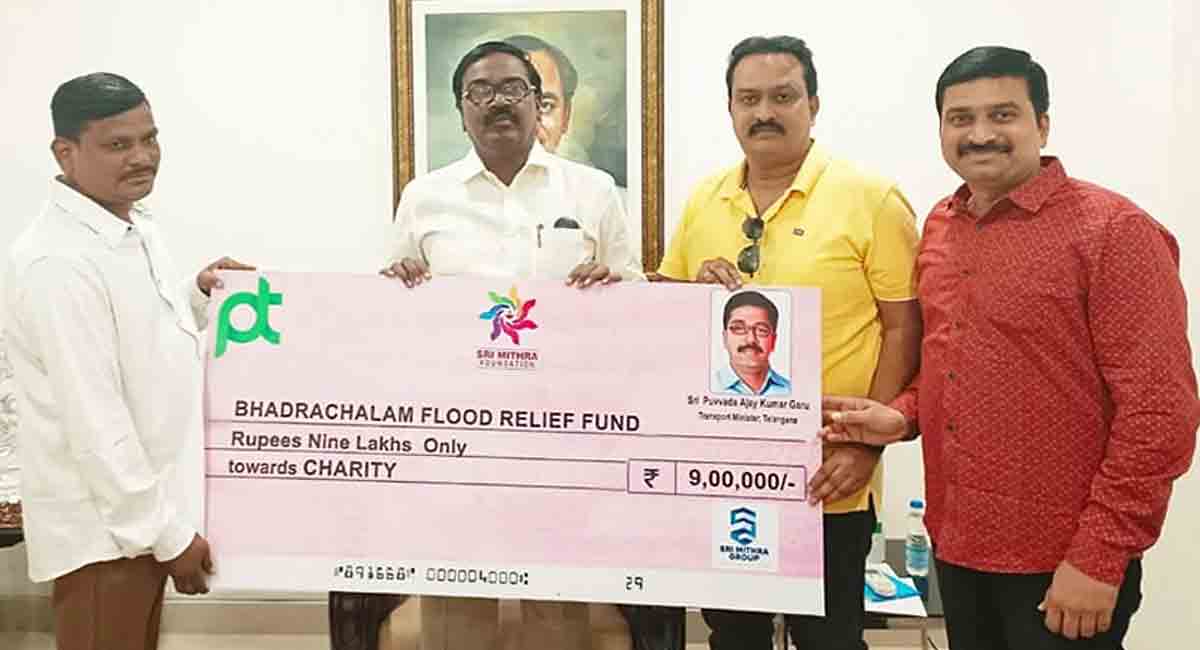 Telangana: Sri Mithra Foundation donates Rs 9 lakh to flood affected families