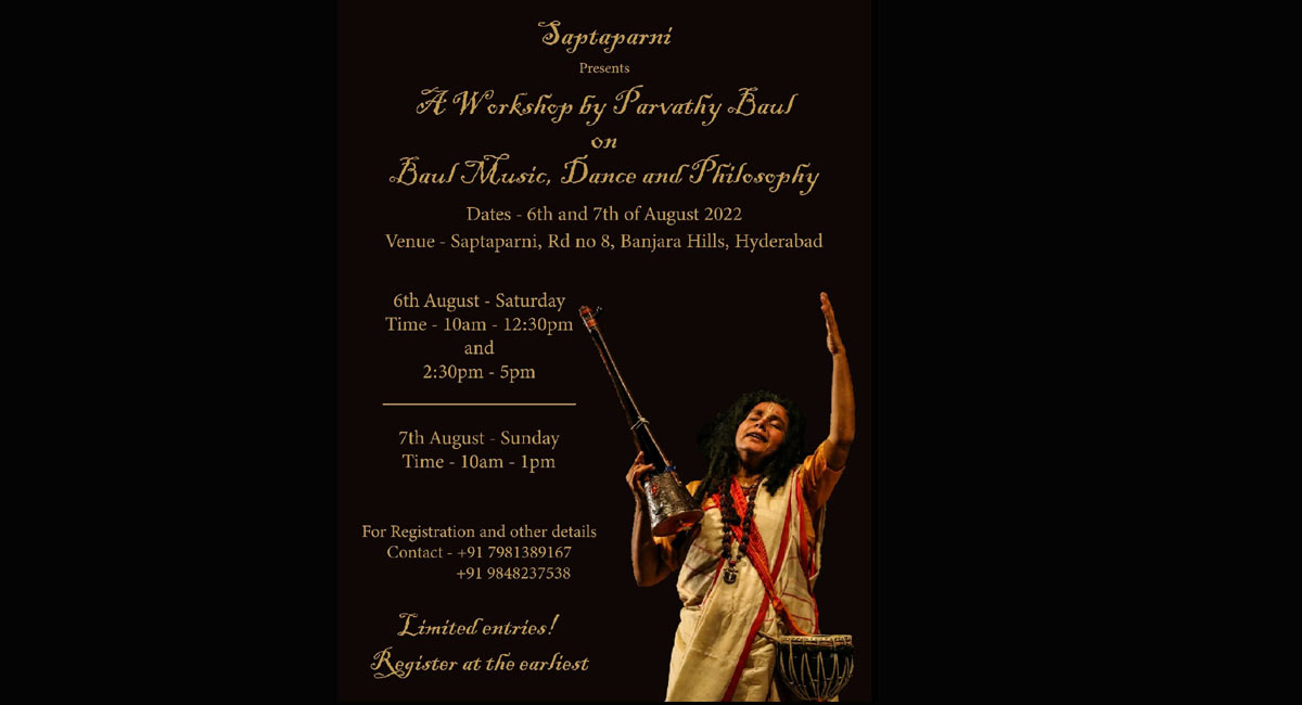 Hyderabad: Saptaparni to host a workshop by Parvathy Baul on August 6 and 7
