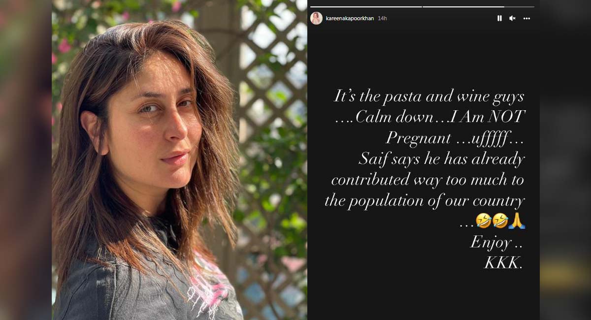 Kareena’s witty reaction to pregnancy rumours: It’s the pasta and wine