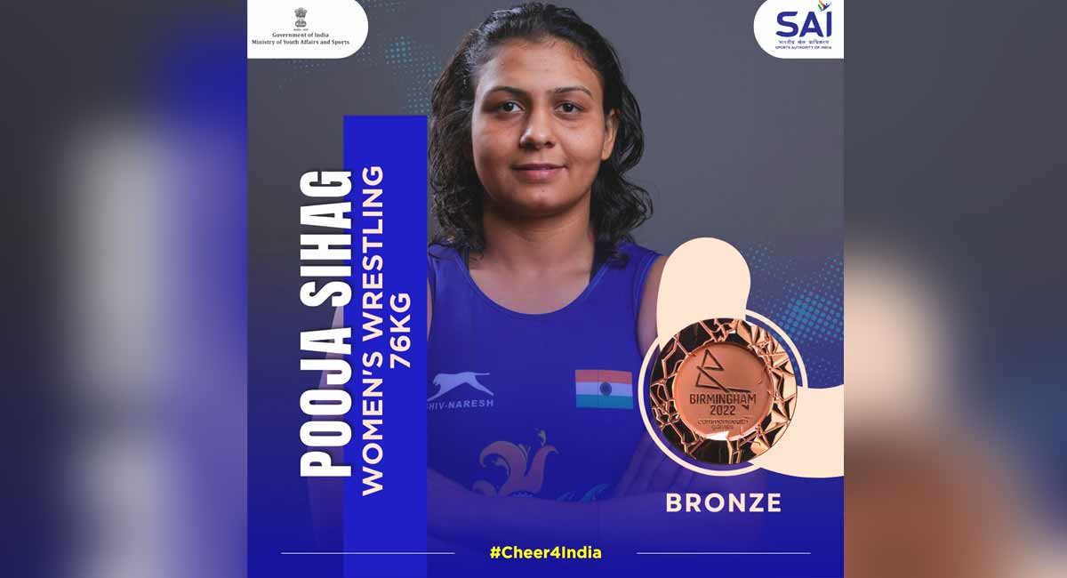 CWG 2022: Indian grappler Pooja Sihag wins bronze in Women’s Freestyle 76kg final