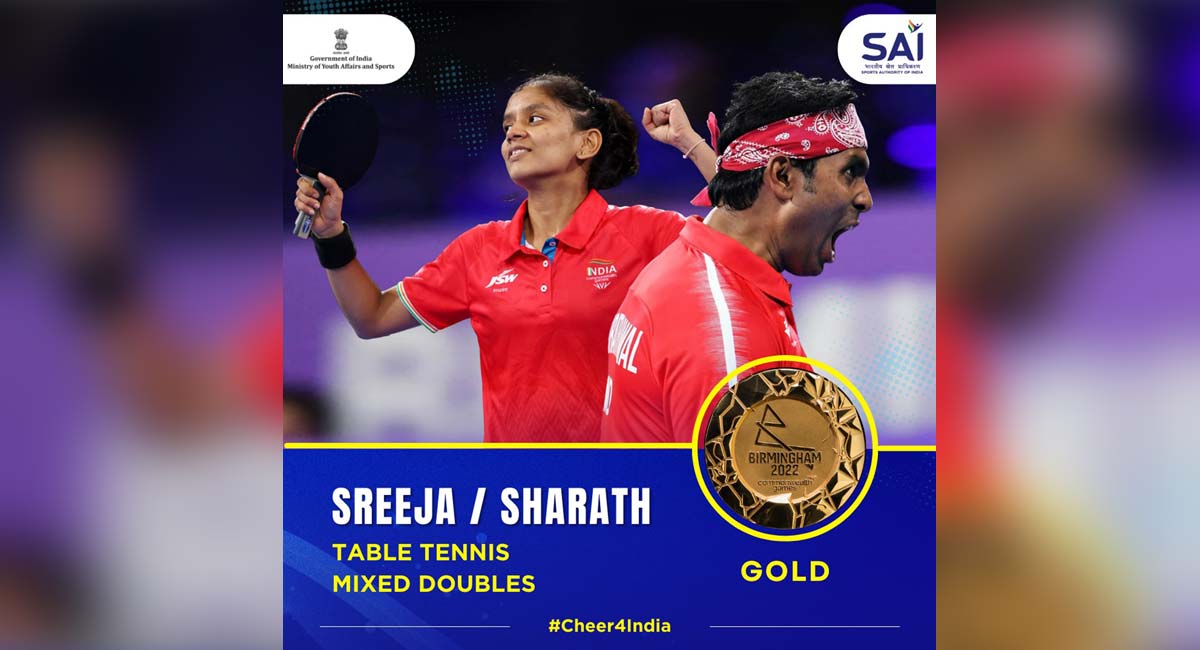 CWG 2022: Indian paddlers Sharath Kamal-Sreeja Akula clinch gold in mixed doubles final