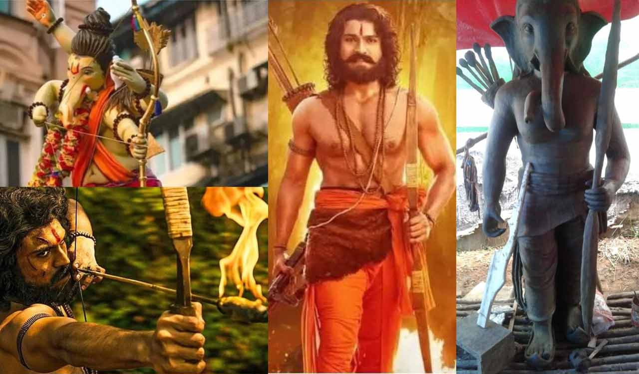 Film avatars of Allu Arjun, Ram Charan trend in Ganesh Chaturthi pandals