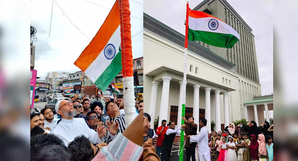 Owaisi brothers hoist Tricolour in Hyderabad