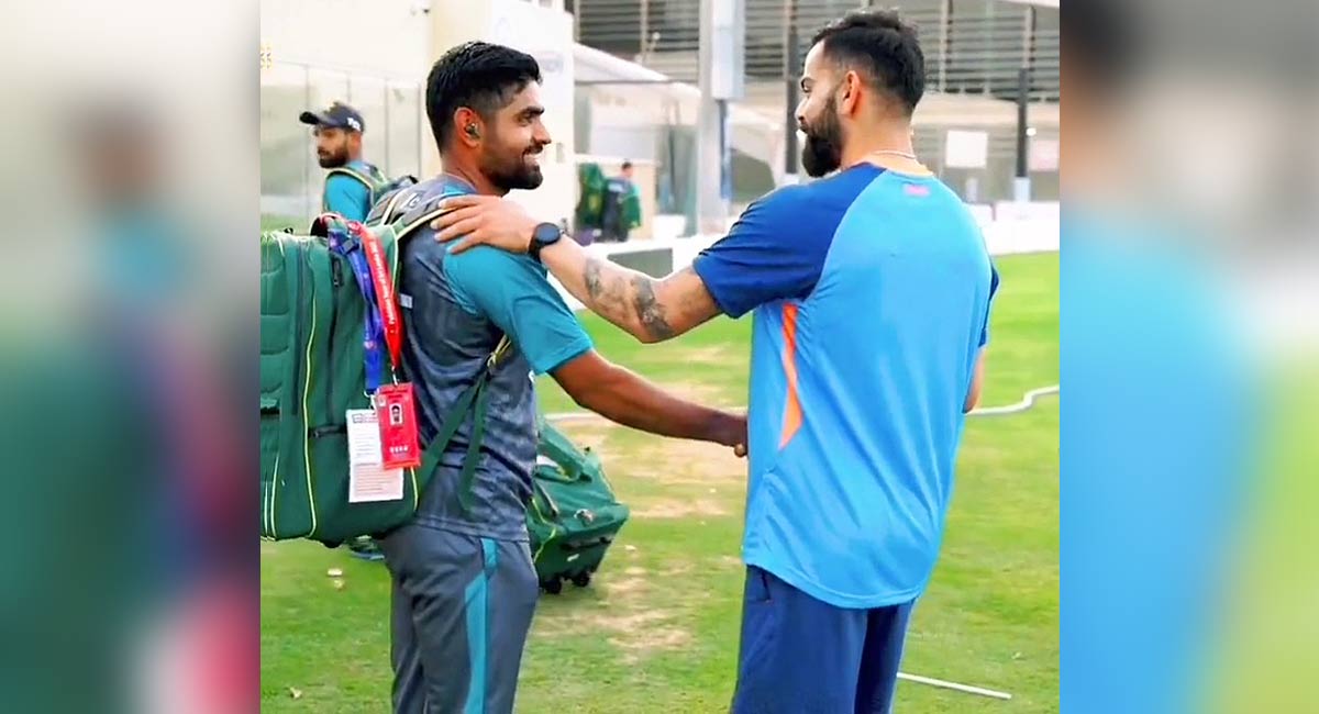 Virat Kohli, Babar Azam greet each other during practice session in Dubai