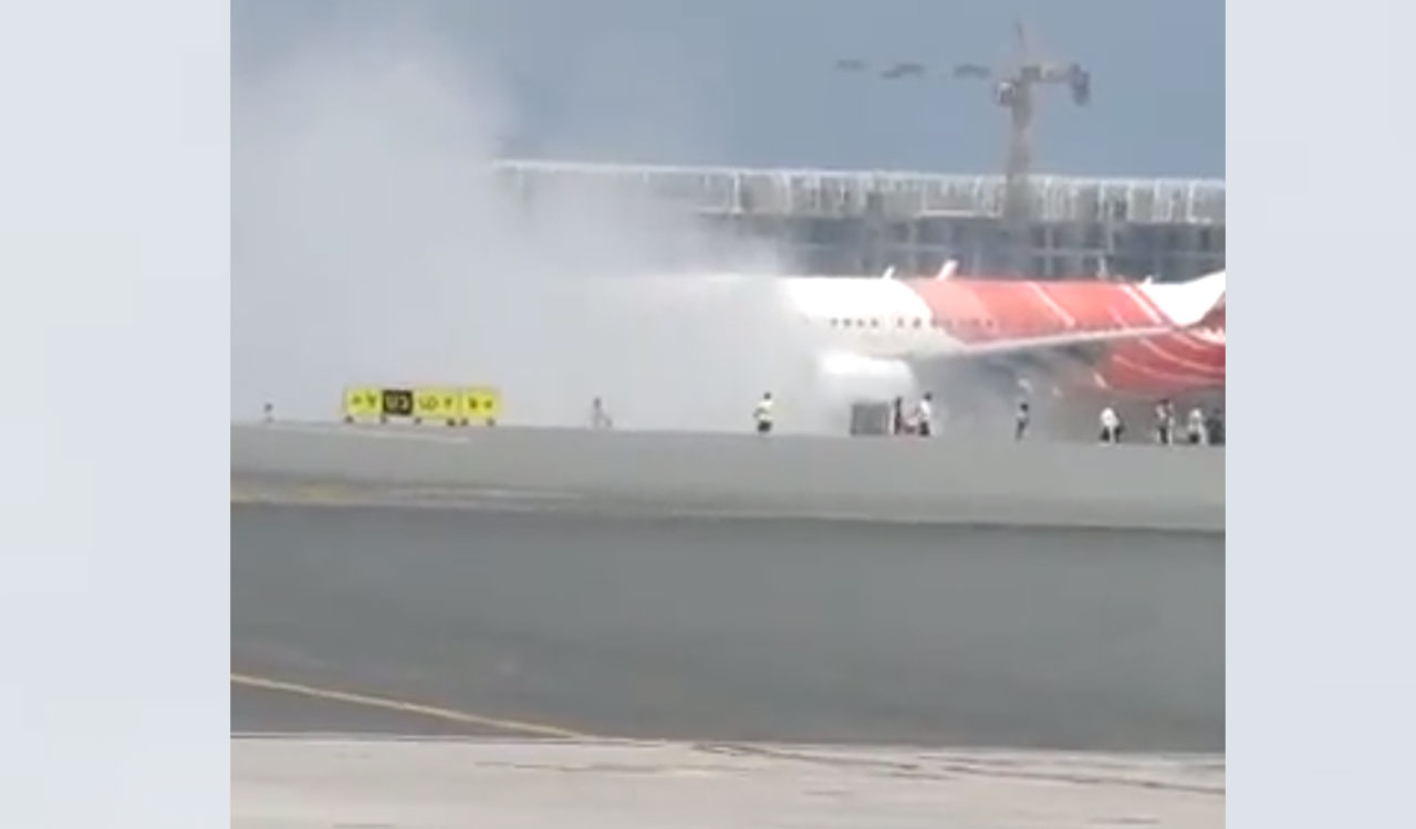 Air India Express emanates smoke at Muscat airport before take off