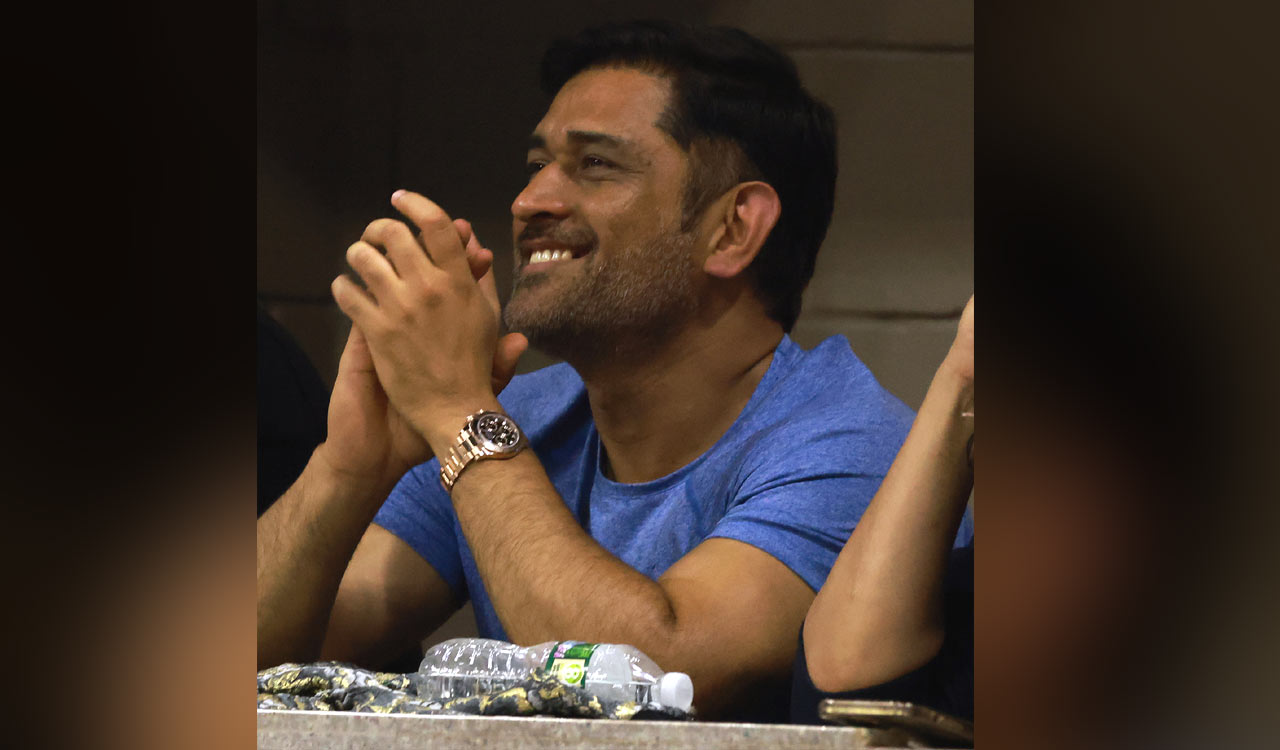 Dhoni spotted at US Open watching Alcaraz match; organisers tweet his image and call him an India batting legend