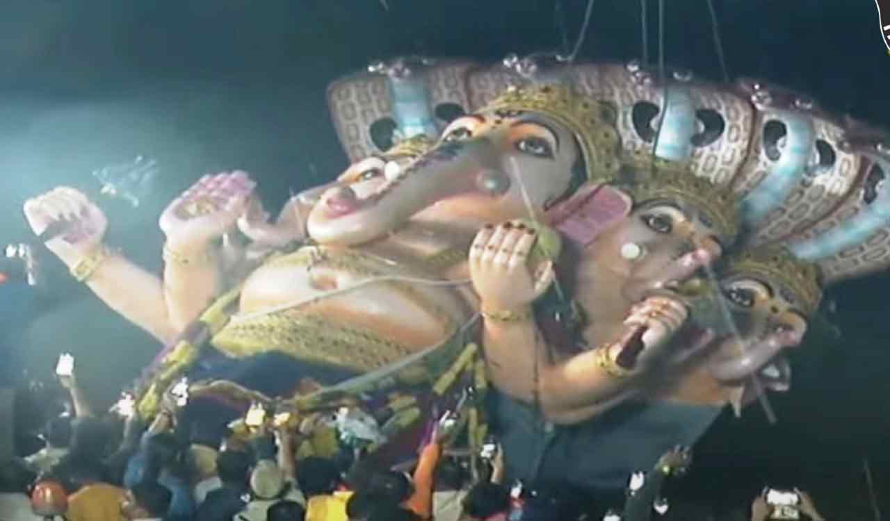 Khairatabad Ganesh idol immersed on Friday evening