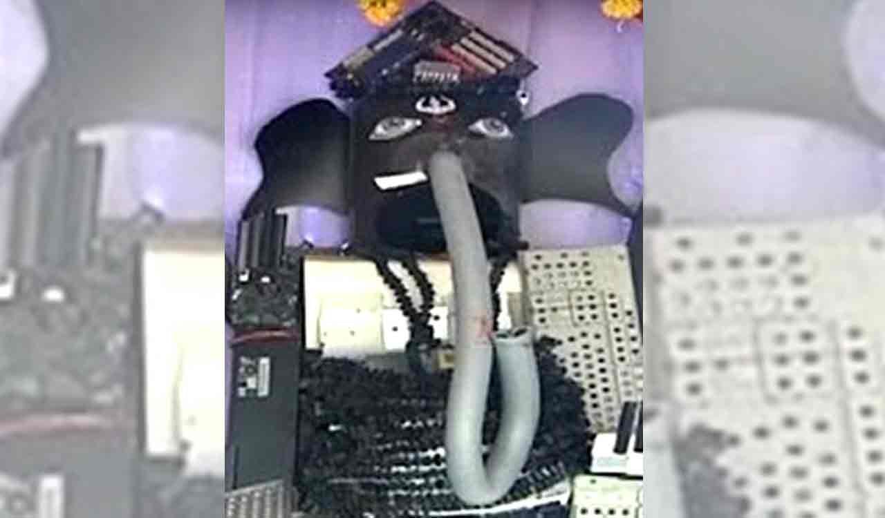 Electronic Ganesh idol dismantled after protest