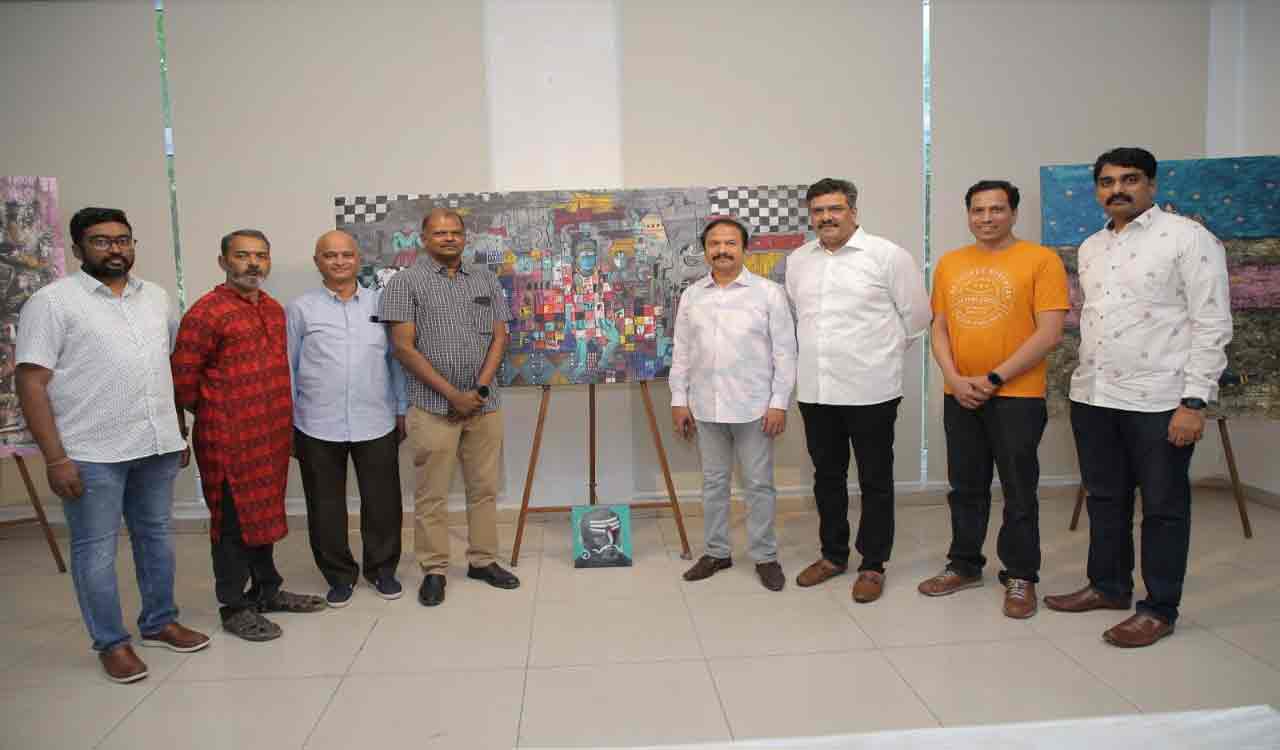 Hyderabad: Artist Srikanth Babu exhibits his works at State Art Gallery