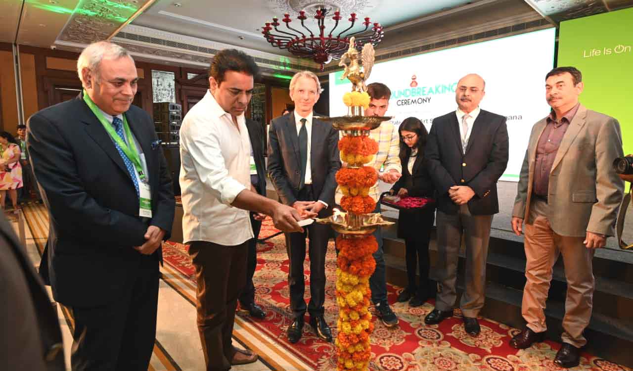 KTR lays foundation for Schneider Electric Smart Factory in Telangana