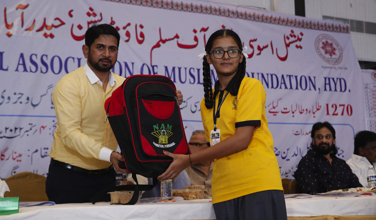 Hyderabad: NAM foundation organises school bags distribution program