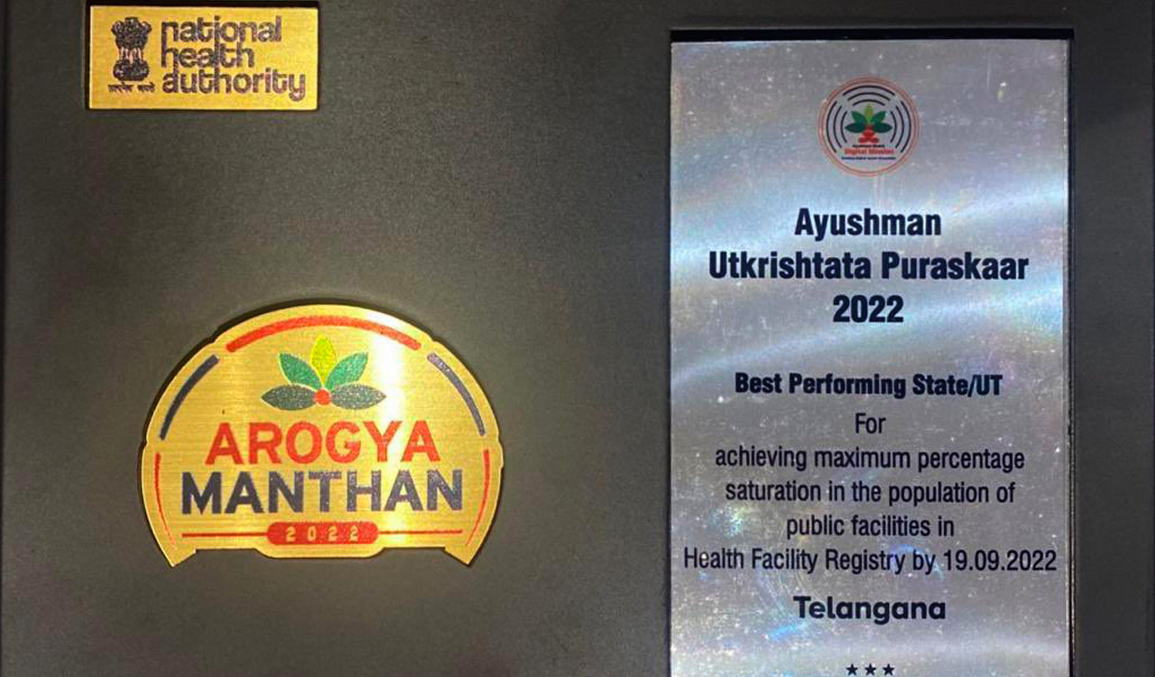 NHA confers best performing state award to Telangana