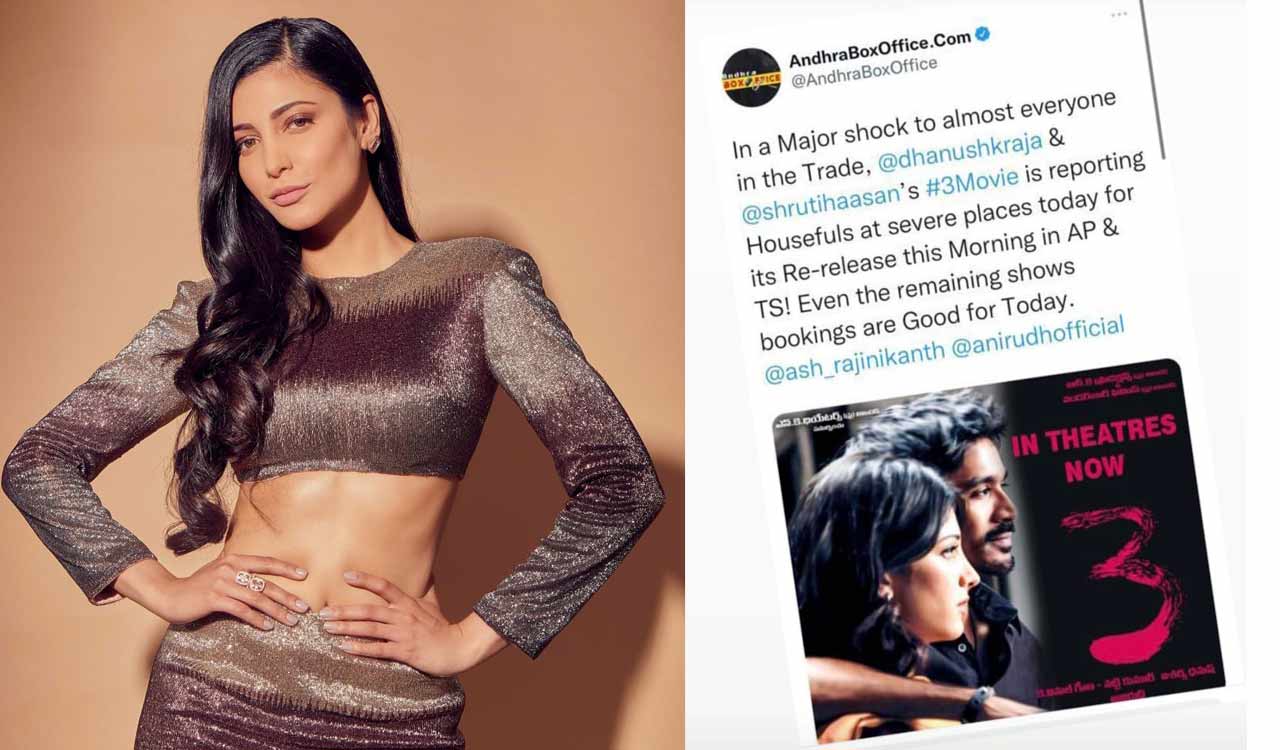 Shruti Haasan’s re-released ‘3’ opens to packed houses