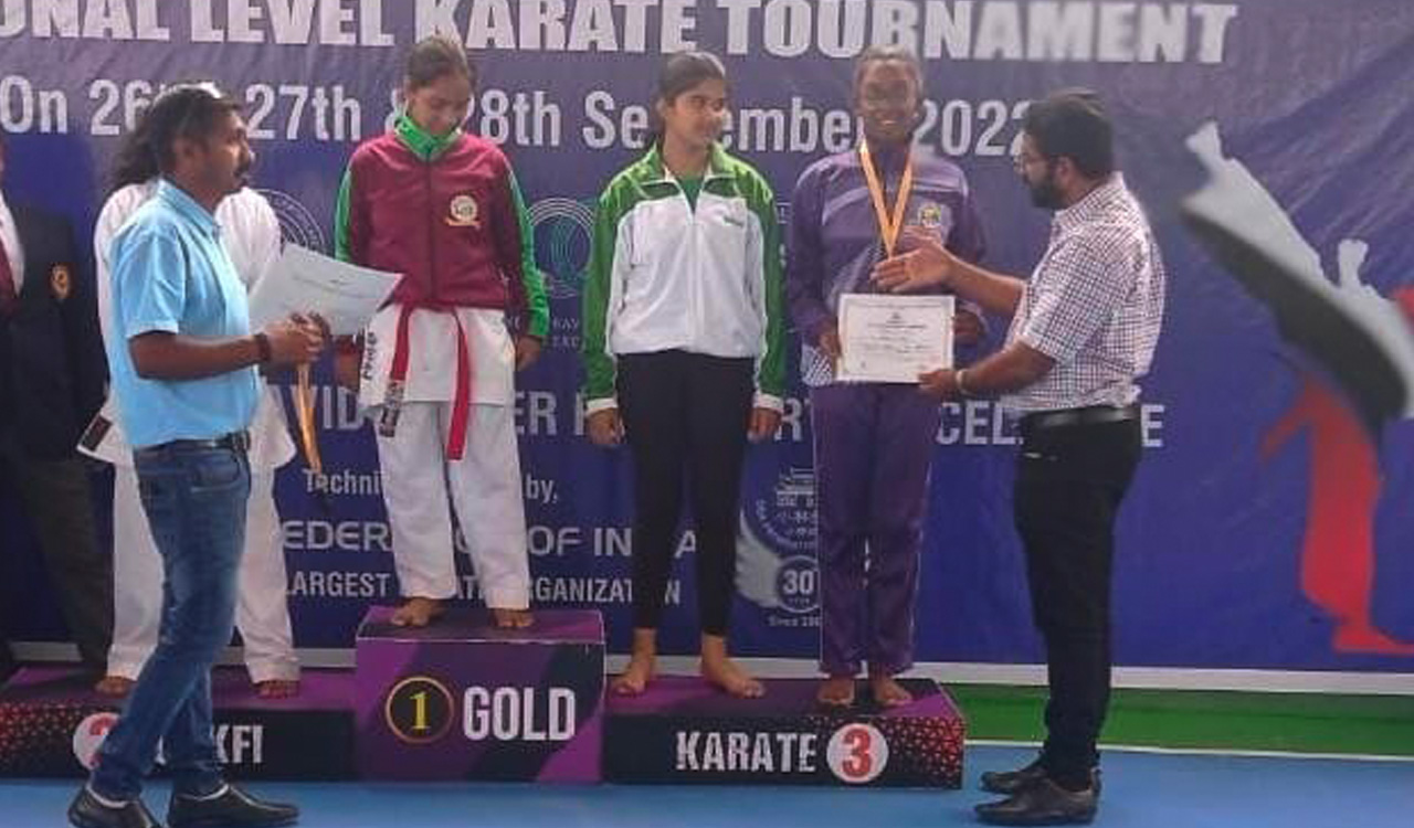 Hyderabad’s Lahari clinches bronze at National Level Karate Tournament