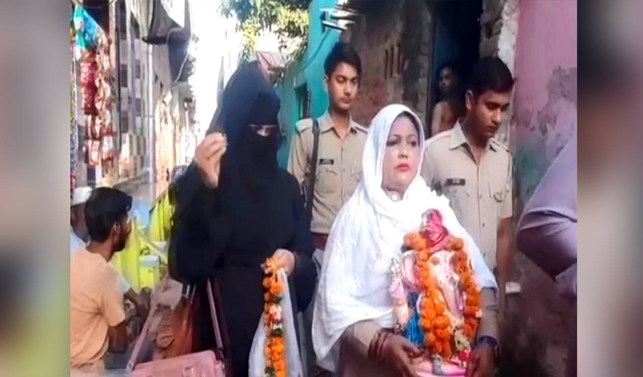 UP: BJP leader Ruby Asif Khan defies fatwa, death threat; steps out for Ganesh idol immersion