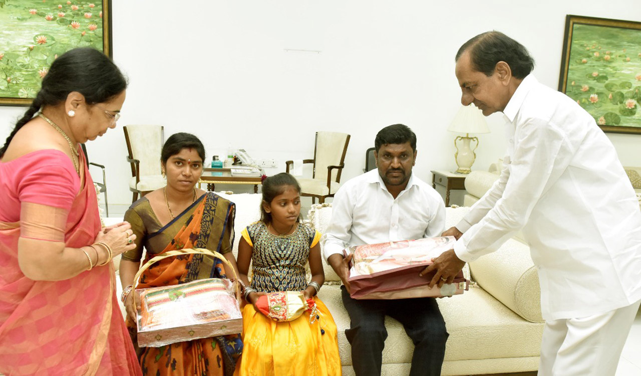 CM KCR fulfills couple’s wish, formally names their nine-year-old daughter