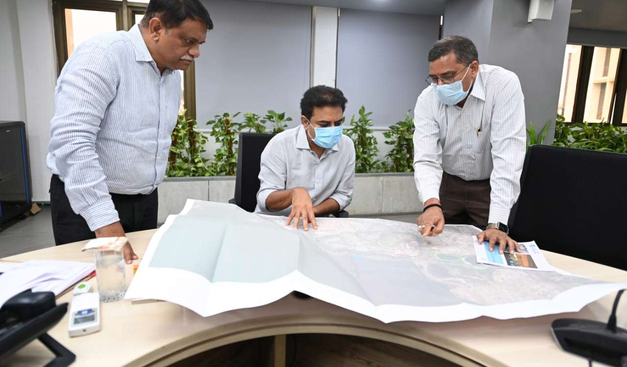 KTR reviews infrastructure works in Hyderabad