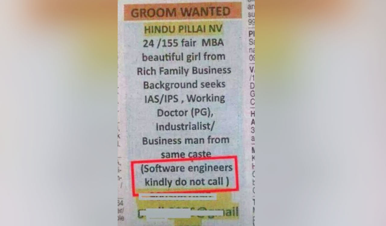 ‘Software engineers, do not call’: Matrimonial ad goes viral on internet